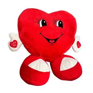 VTG Valentines Large Heart Dan Dee Plush Stuffed Red/ White Love You Anniversary